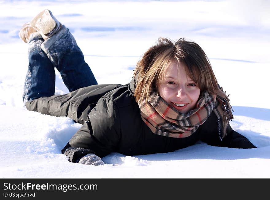 Young woman in the snow