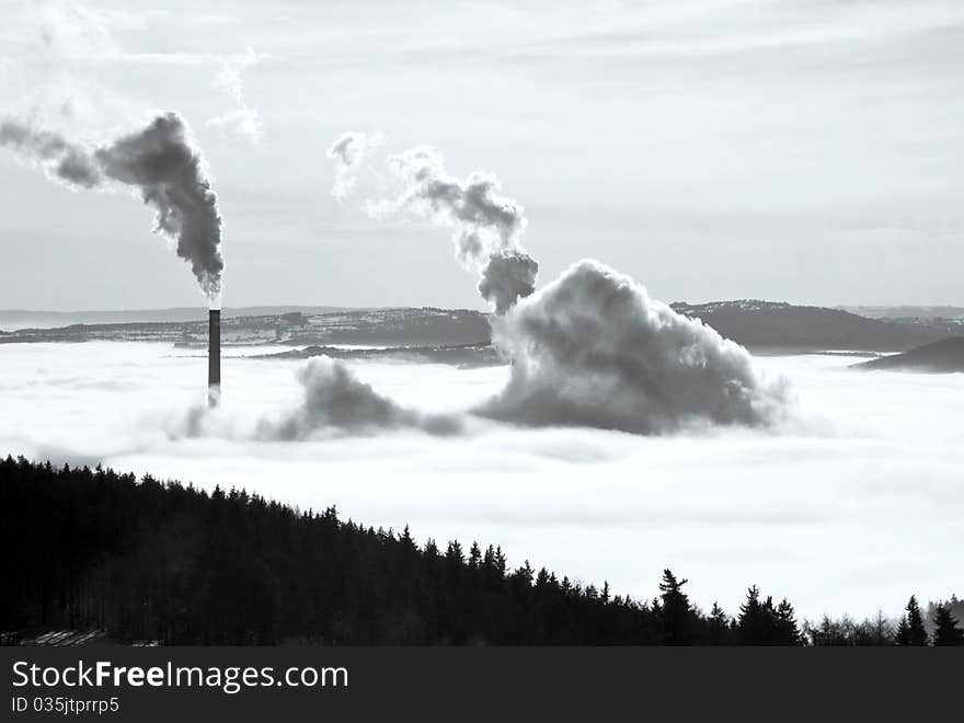 Chimney pollution in Czech republic. Chimney pollution in Czech republic