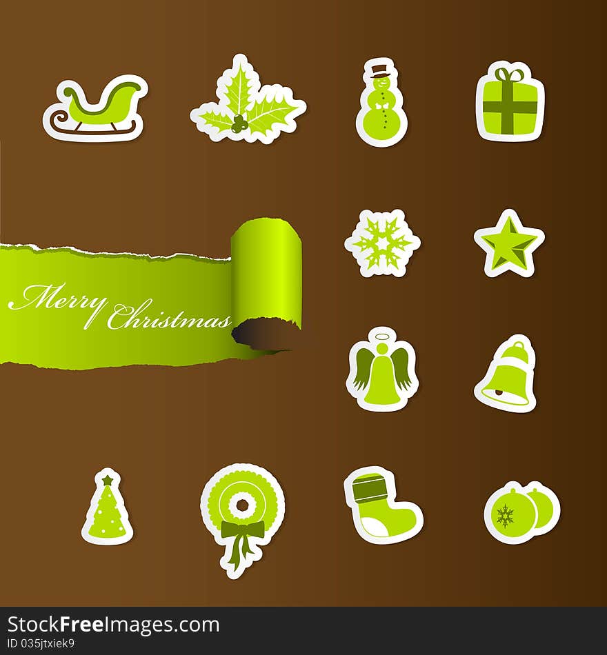 Colorful Christmas icons. Vector art