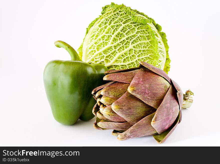 Pepper cabbage and artichoke