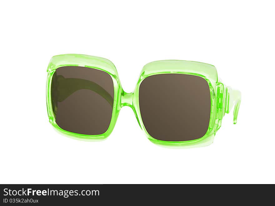 Green sunglasses isolated on white background