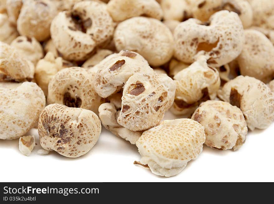 Popcorn on a white background