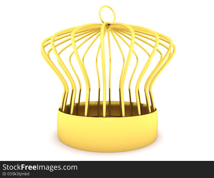 Golden cage isolated on a white background