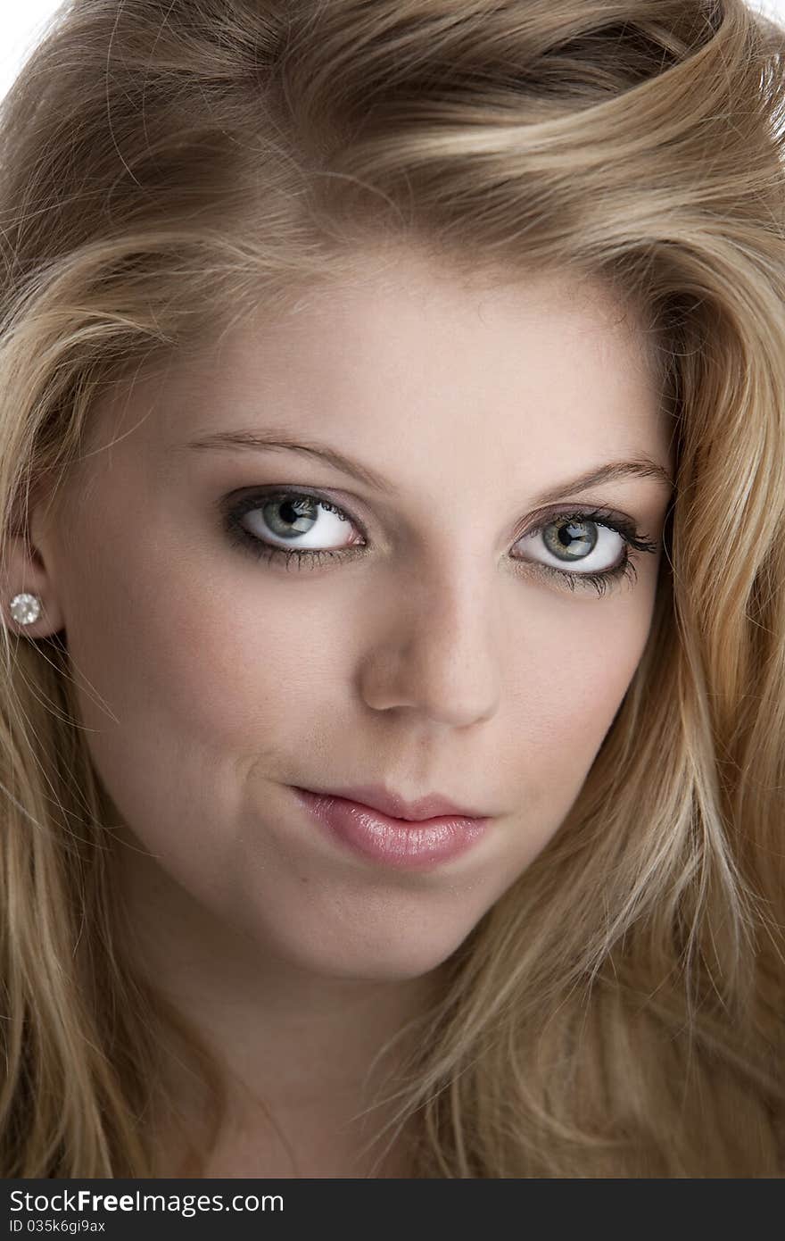 Intense close-up of teenage girl with big eyes