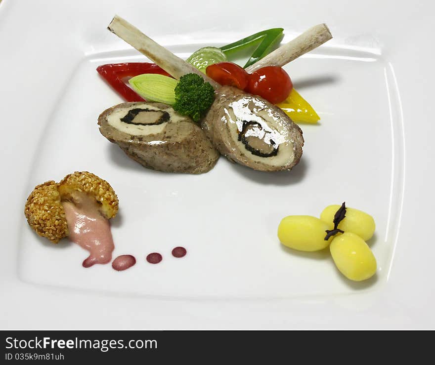 Cold Appetizer Of Meat With Vegetables