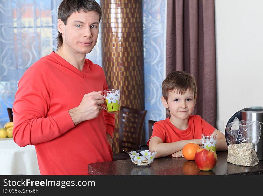 Happy father with his son at home. Happy father with his son at home.