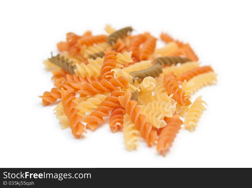 Multi-color pasta isolated on white. Multi-color pasta isolated on white