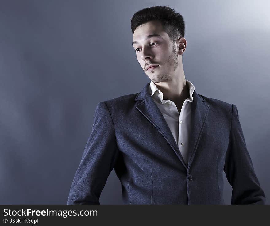 Couple of portrait Young attractive man in suit