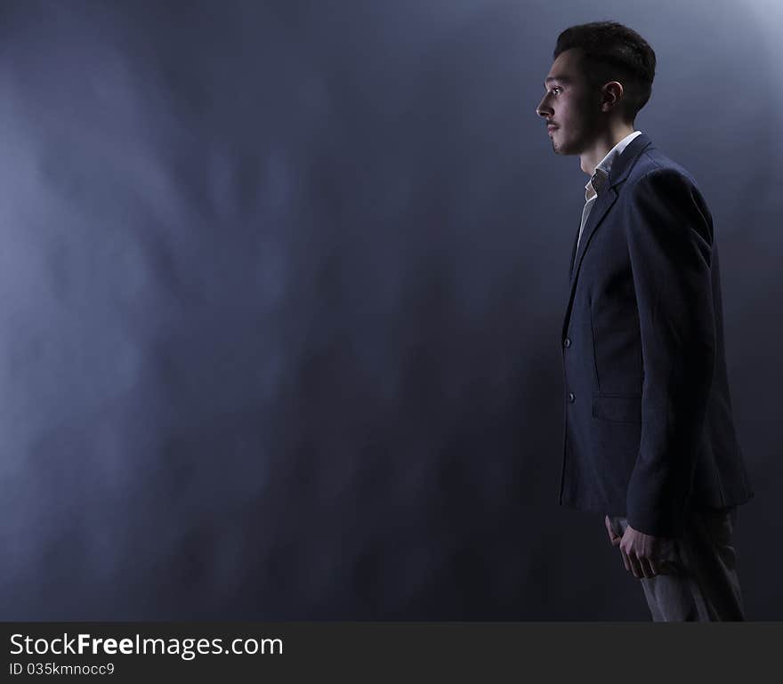 Couple of portrait Young attractive man in suit