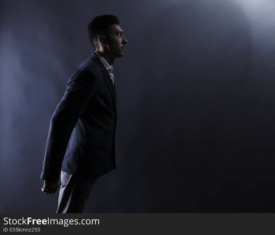 Couple of portrait Young attractive man in suit