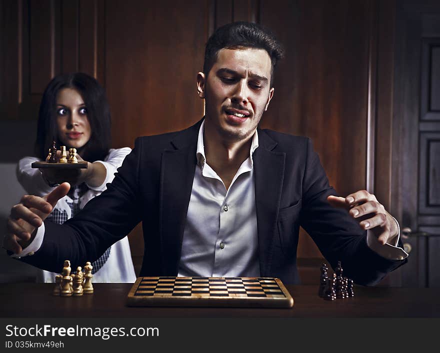 Chessplayer. Conceptual photo. Lifestyle theme.