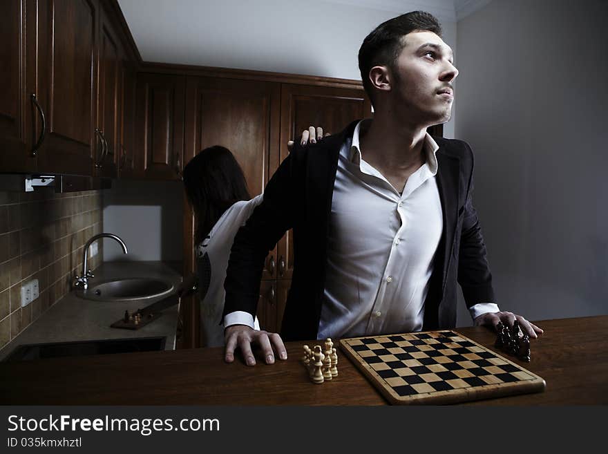 Chessplayer. Conceptual photo. Lifestyle theme.