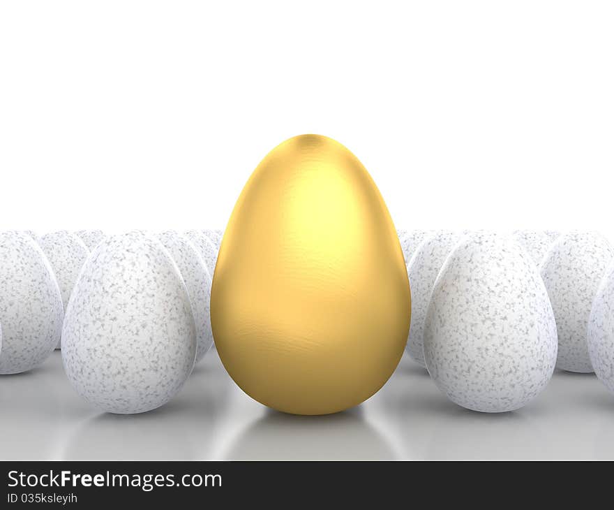 Golden egg among white