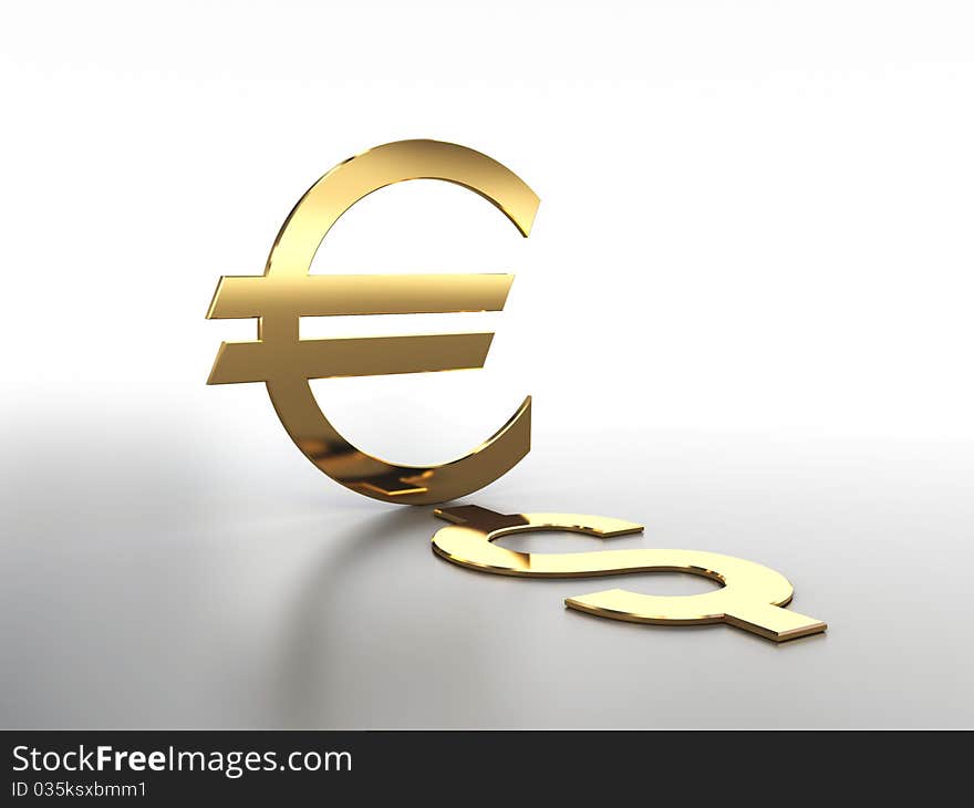 Sign of euro and dollar