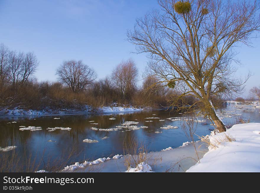 Snow bank of the river