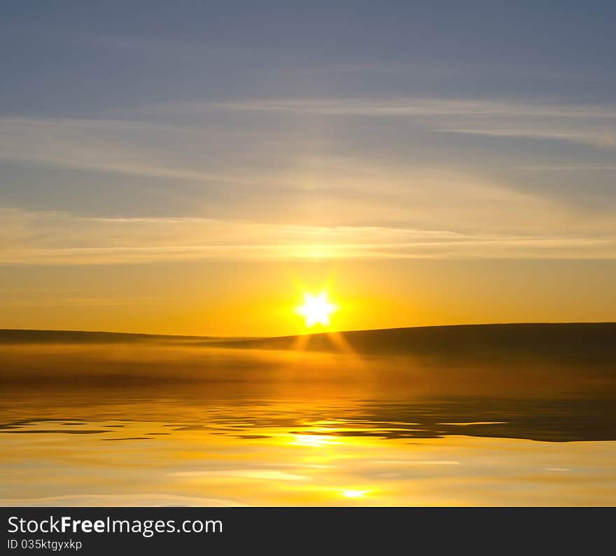 Sunrising on the sea