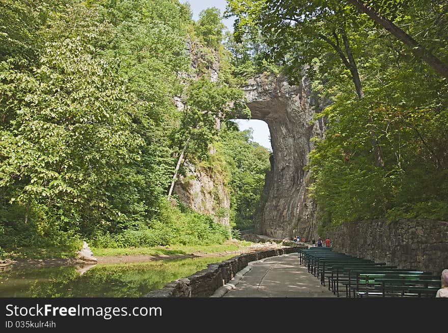 This is a natural bridge in North Carolina made by nature and stone.