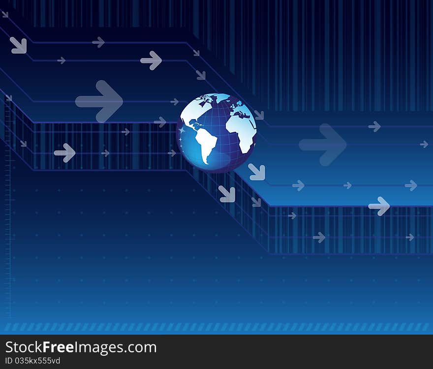 Abstract background with world map and arrows. Abstract background with world map and arrows