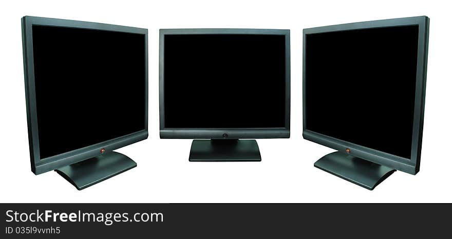 Computer monitor in black over a white background