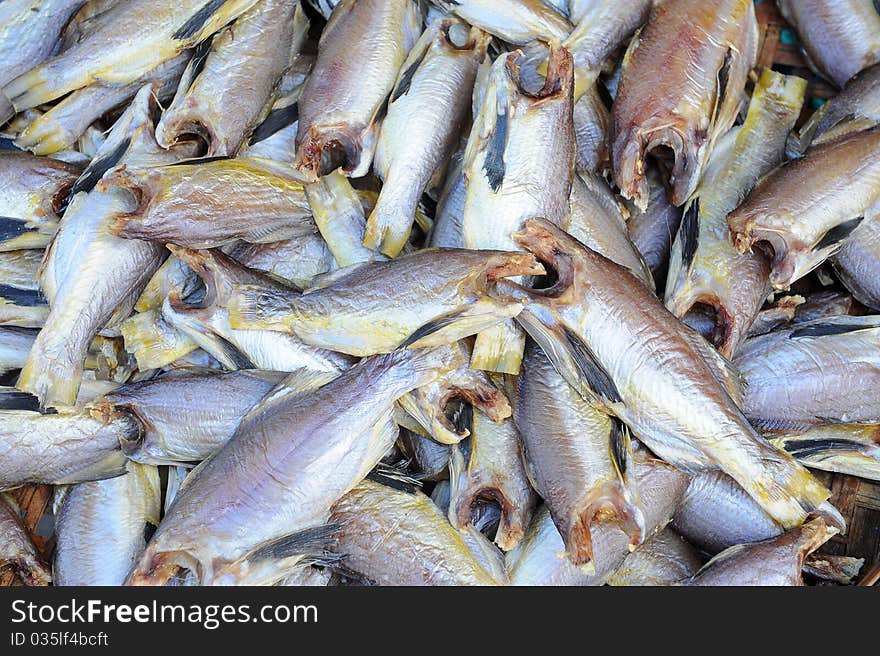 Fish dry food in market asia