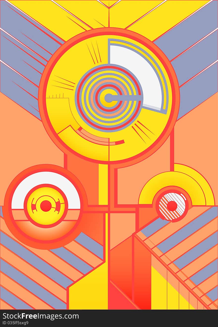 Colourful vector illustration based on circles and lines. Colourful vector illustration based on circles and lines