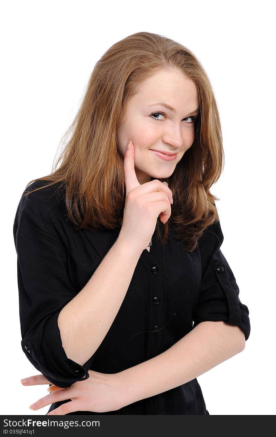 Portrait of a beautiful teenager on a white background