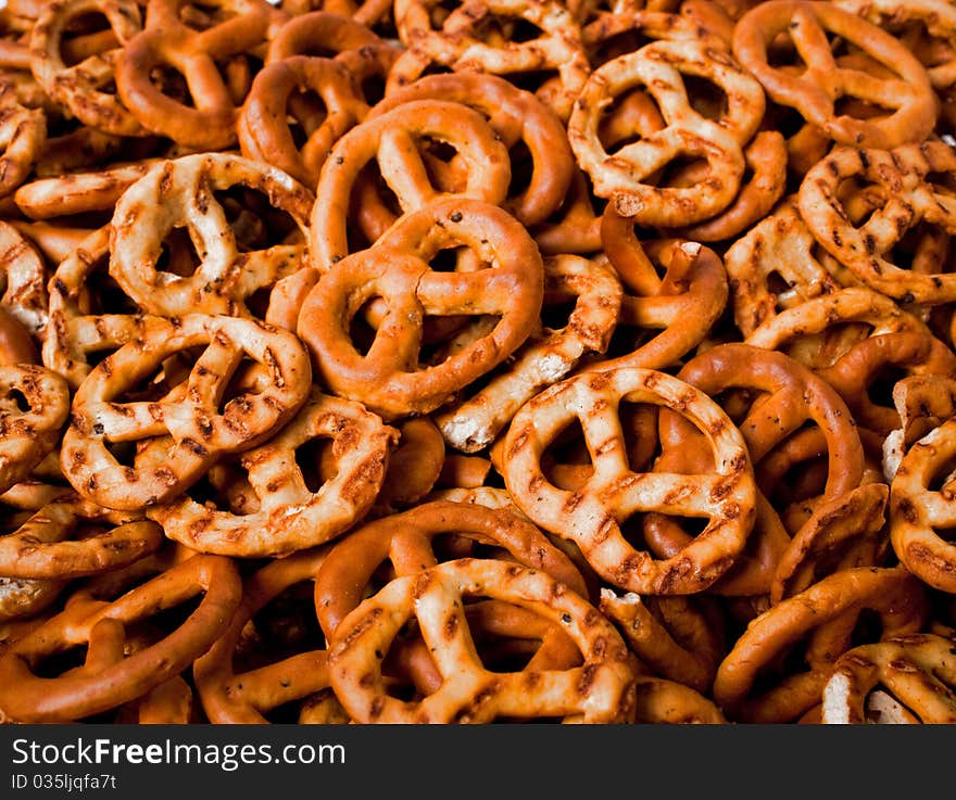 Background from salted fresh pretzels