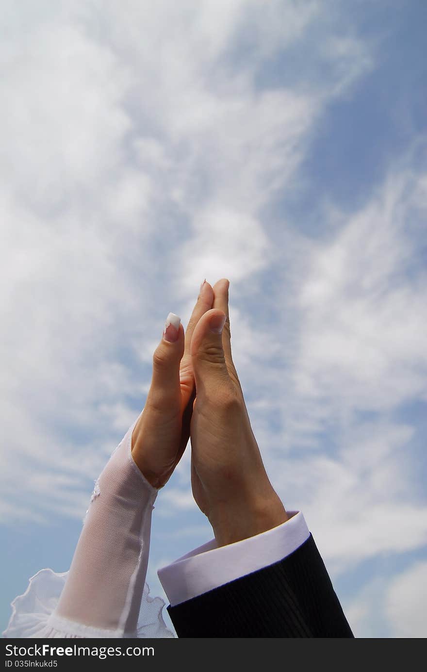 Bride And Groom Holding Hands