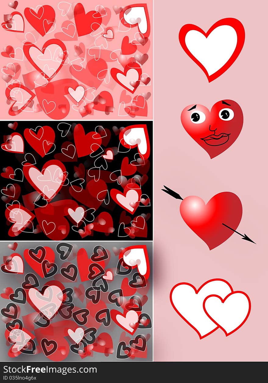 Images of background with stylized heart. Images of background with stylized heart