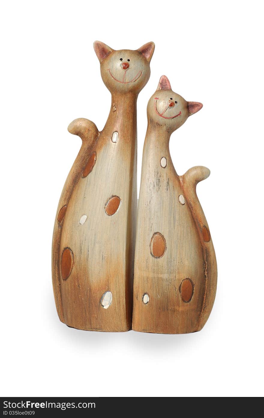 Two clay funny enamoured cats