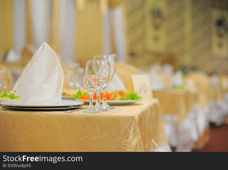 Accents of placemats and glasses. Accents of placemats and glasses