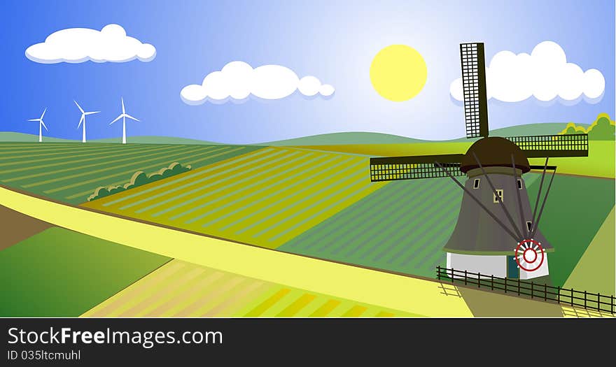 Beautiful windmill landscape