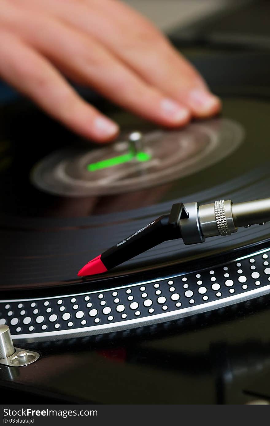 DJ scratching the vinyl record