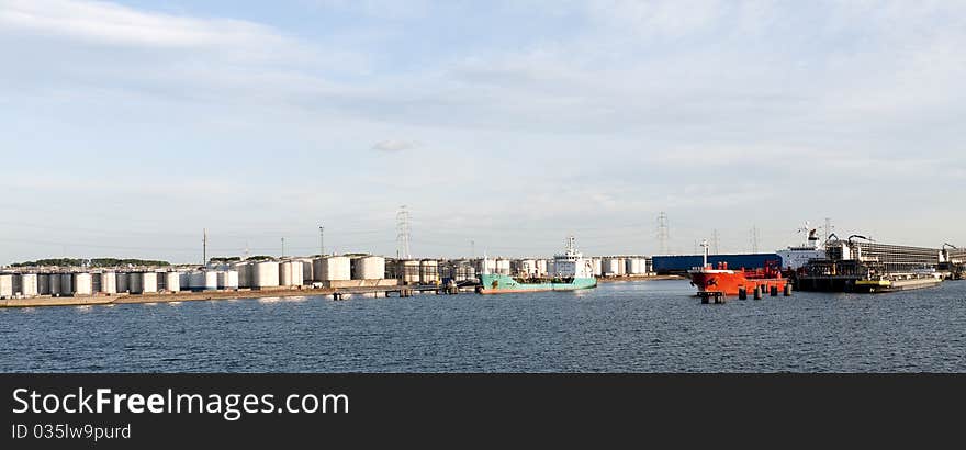 Ship in a chemical plant in north europe