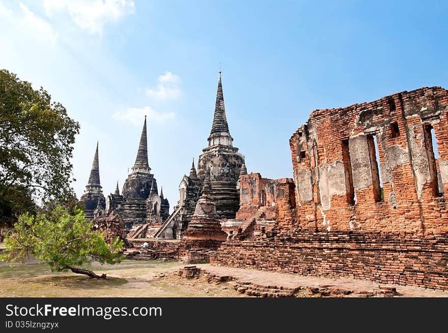 Ruin Pagoda in Ayutthaya historical park, a famous attraction of Thailand. It was an old capital city of Thailand around 200 years ago. Ruin Pagoda in Ayutthaya historical park, a famous attraction of Thailand. It was an old capital city of Thailand around 200 years ago.