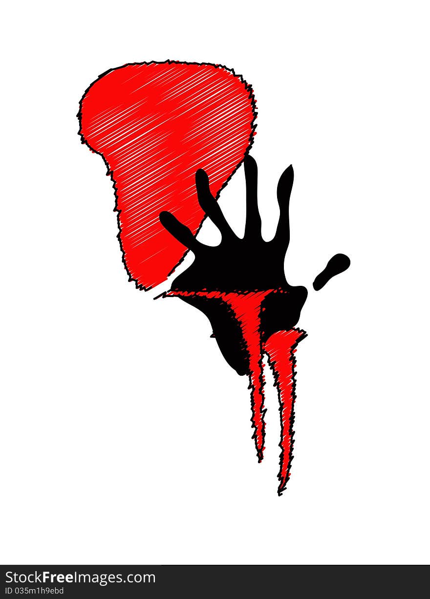 Red Handprint  of palm