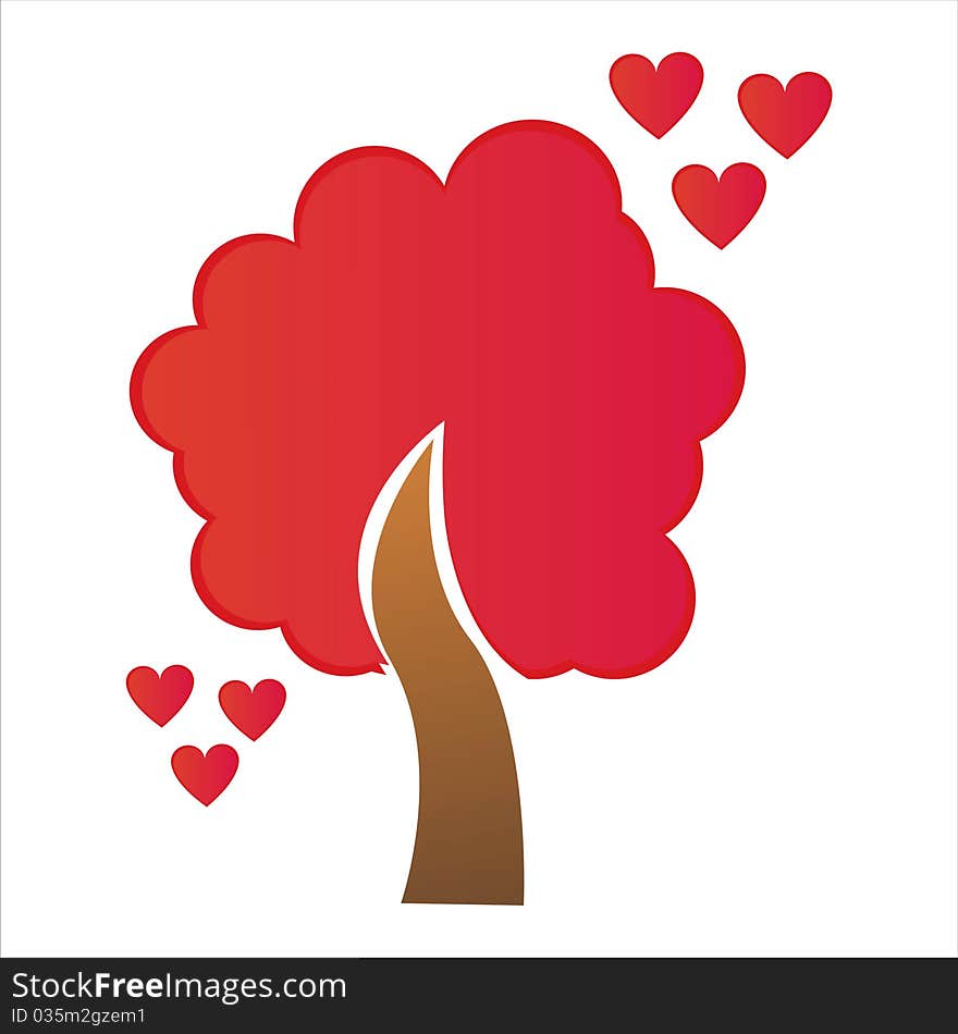 Red st. valentine's day tree with hearts