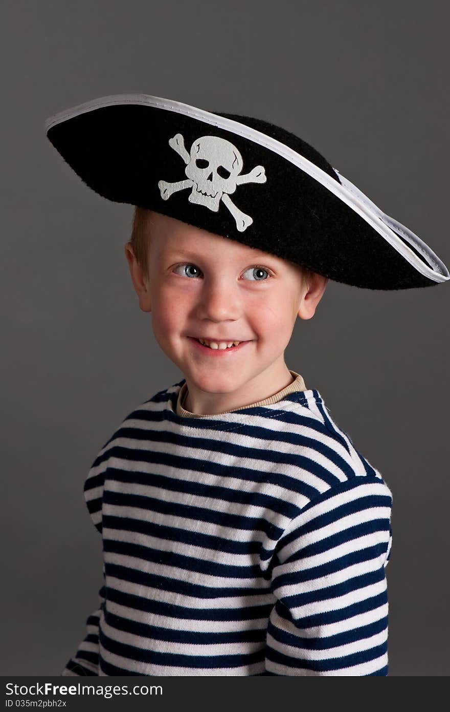 Little Boy In Hat Of Pirate