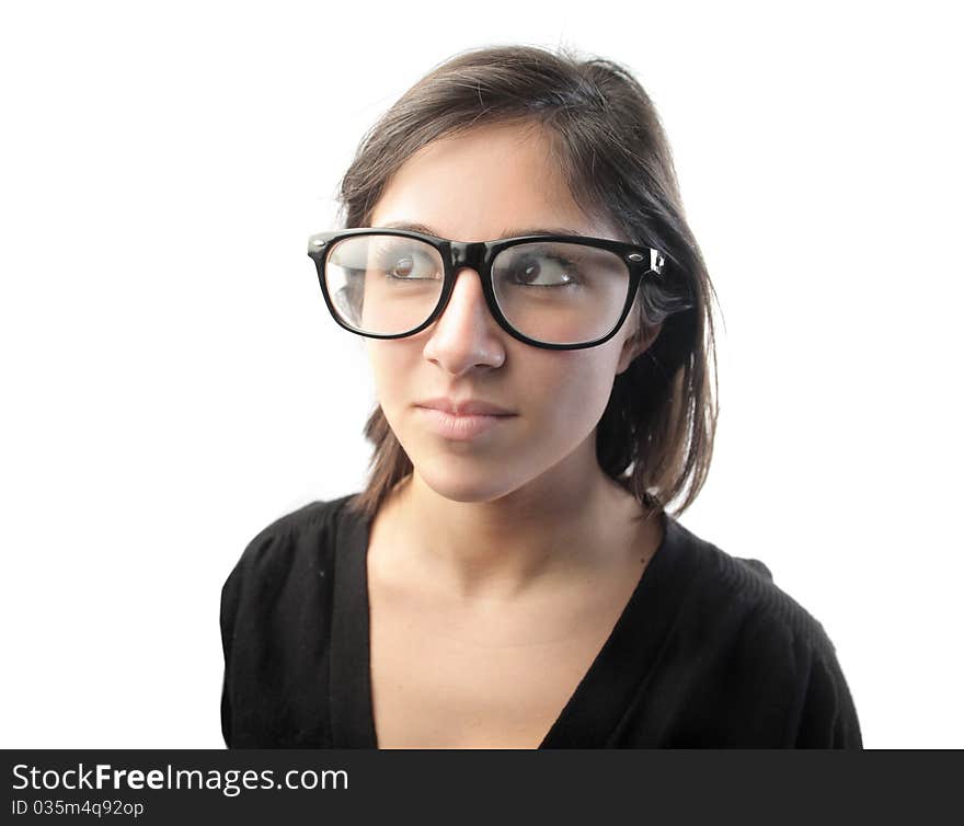 Portrait of a young woman wearing glasses. Portrait of a young woman wearing glasses