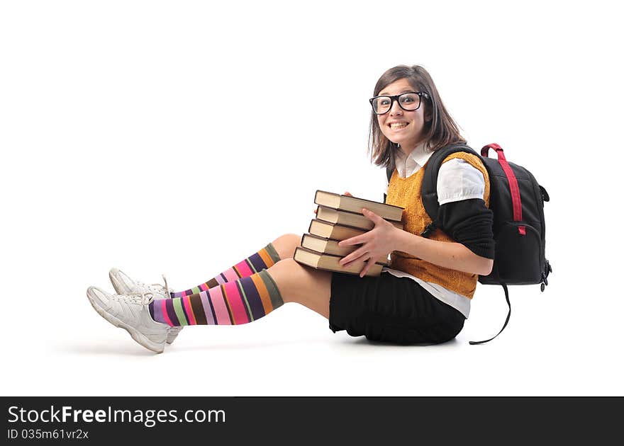 Smiling young student holding some books. Smiling young student holding some books