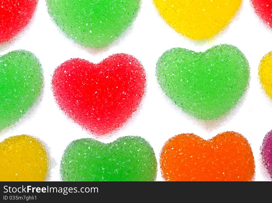 Heart Shape Colorful Jelly Coated With Sugar