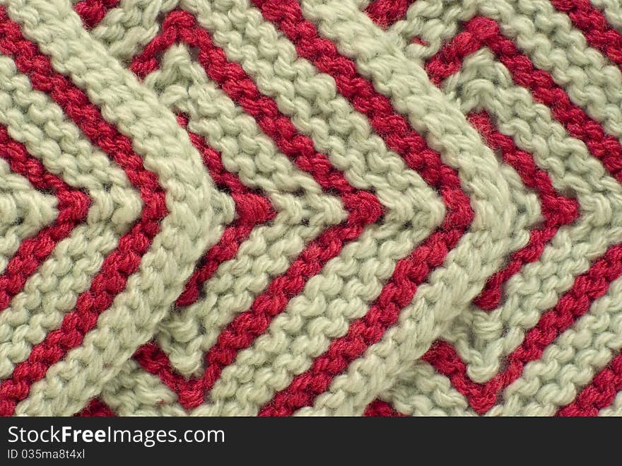 Red And White Knitted Background