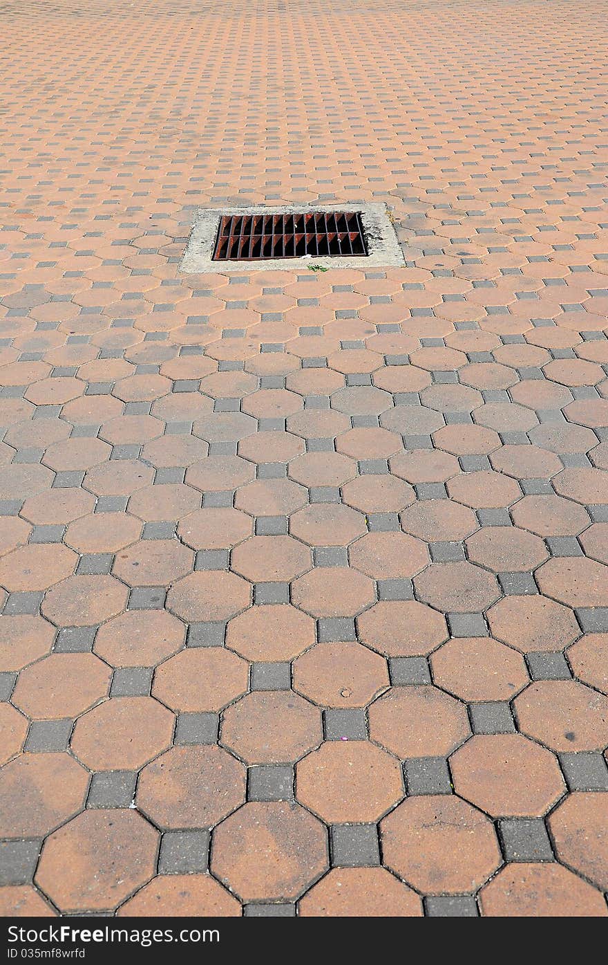 Patterned floor hallway.