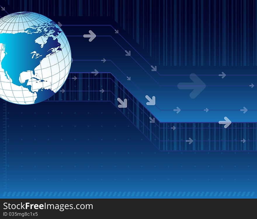 Abstract background with arrows and world map. Abstract background with arrows and world map