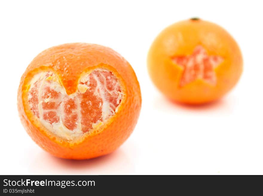 Tangerine on a white background