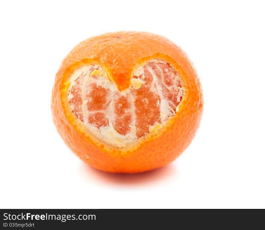 Tangerine on a white background