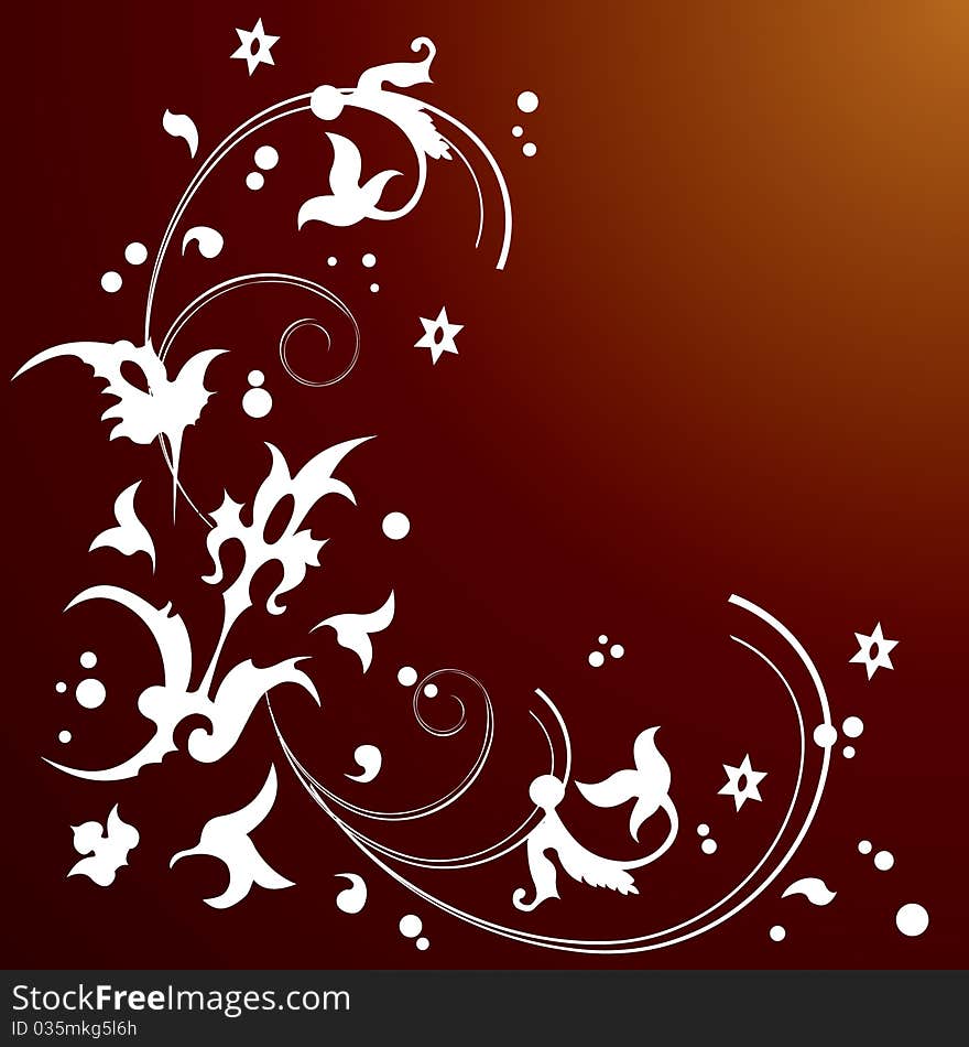 White abstract pattern on a brown background. White abstract pattern on a brown background