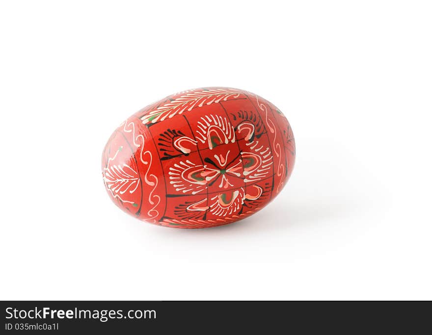 Red painted traditional Easter egg isolated on white background with shadow. Clipping path included. Red painted traditional Easter egg isolated on white background with shadow. Clipping path included.