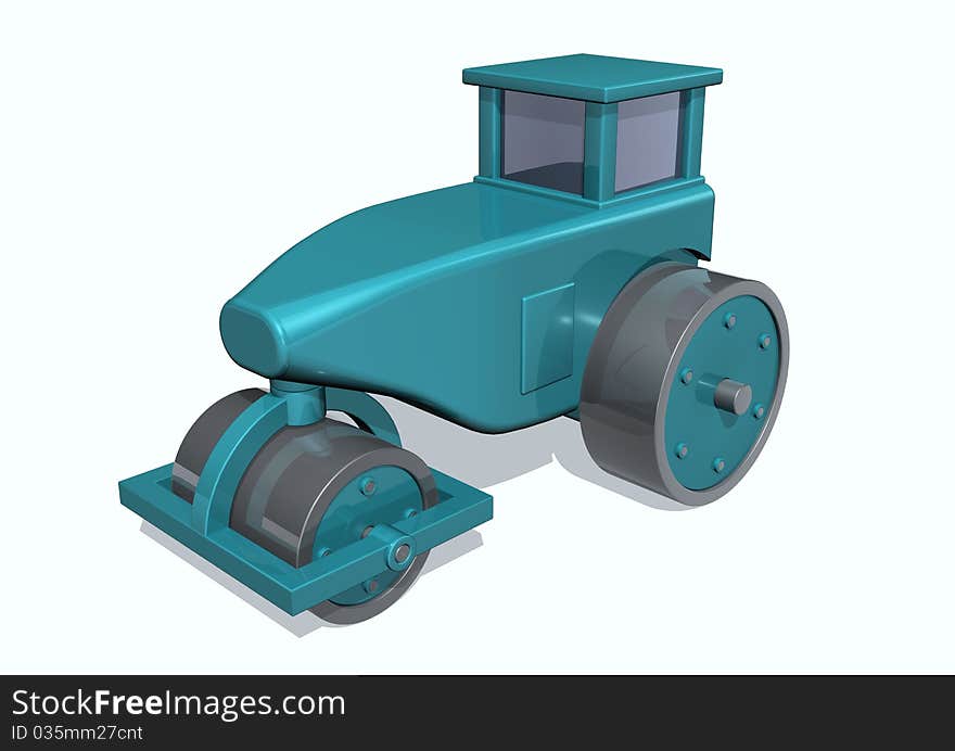 A illustration of road roller on white