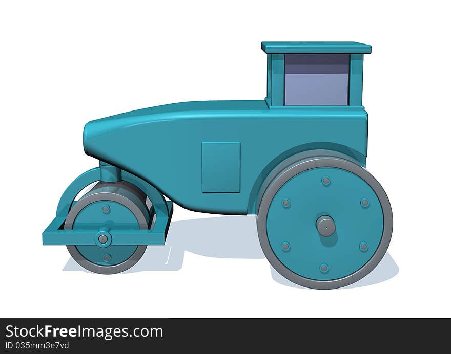 A illustration of road roller on white